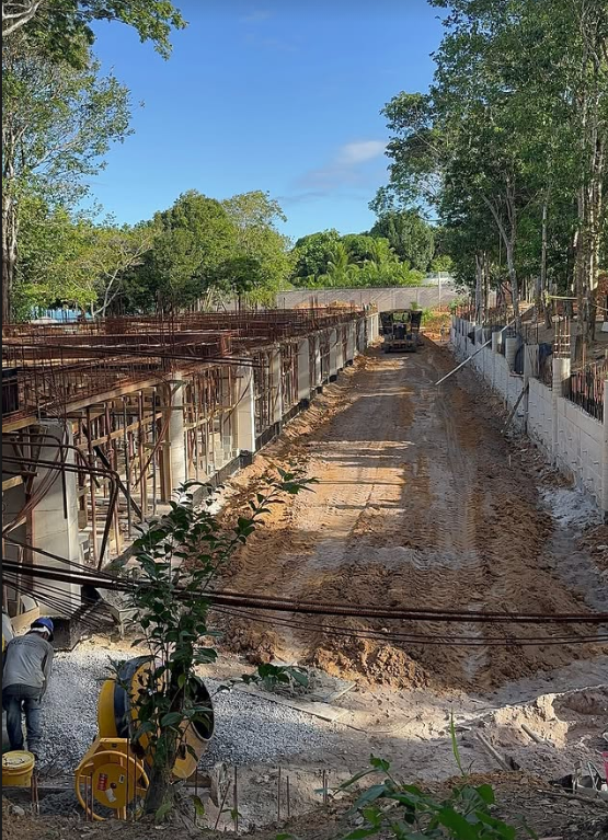 Locação de obra em andamento