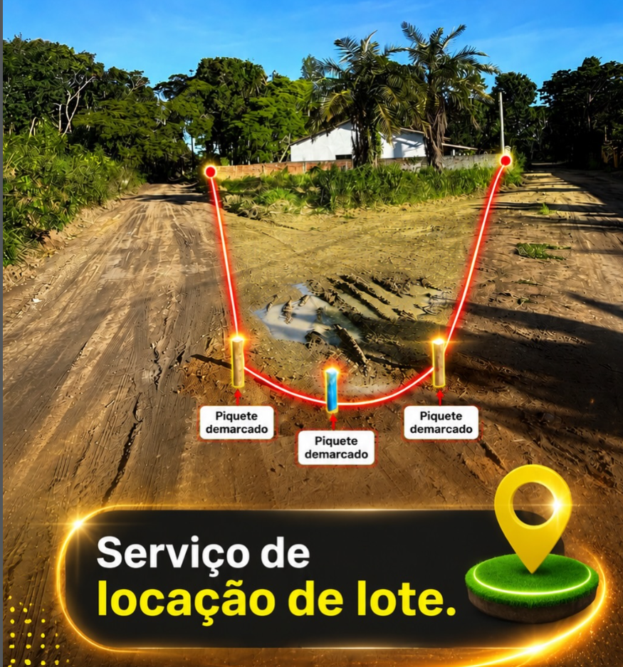 Piquetes demarcados em locação de lote